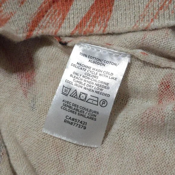 ANN TAYLOR Factory Leaf Print Button Front Cardigan, 100 Cotton, XL - Picture 10 of 11